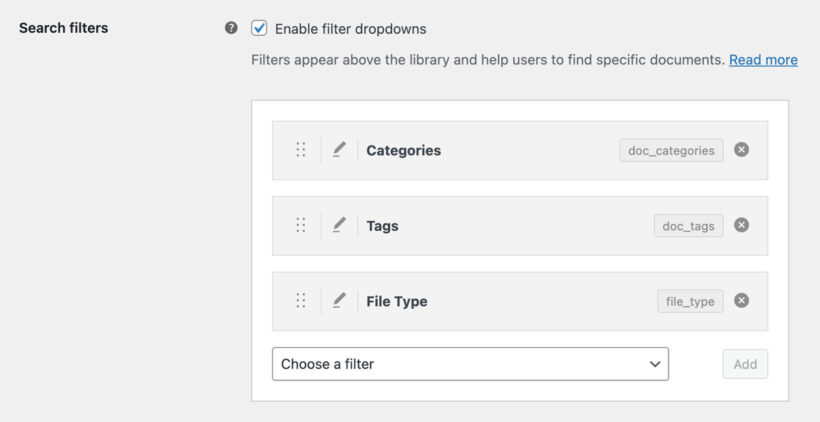 Add filters to a document library