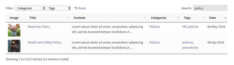 Document library search term option