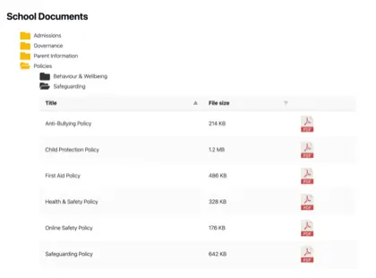 A document library shown as collapsible folders