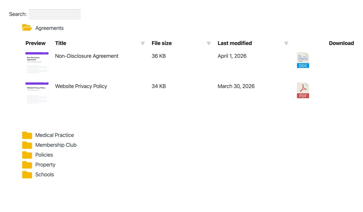 Document Library Pro folder layout organizing documents into browsable folders