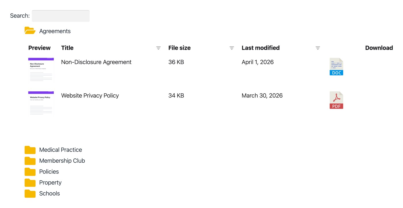 Documents organized into folders with an open folder showing its files