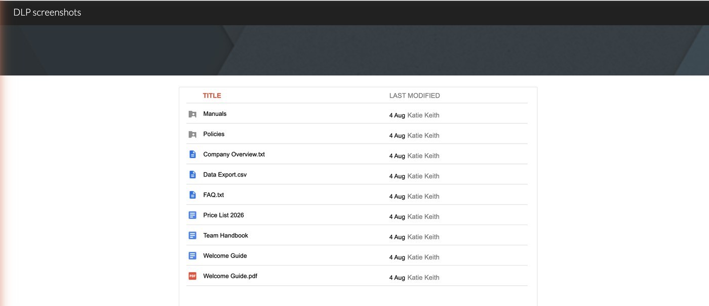 Google Drive folder displayed on a Google Sites page as a plain file list